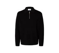 SELECTED Teller knit half-zip polo shirt - Black S-M-L-XL