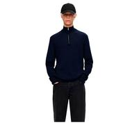 SELECTED HOMME Men's Slhtray Ls Knit Merino Half Zip Noos Pullover Sweater, Blazer Navy, M