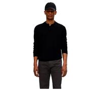SELETED HOMME Men's Slhtray Ls Knit Merino Polo Noos Pullover Sweater, Black, S