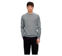 SELETED HOMME Men's Slhtray Ls Knit Merino Crew Neck Noos Pullover Sweater, Medium Grey Melange, L