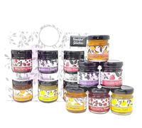Selection of Breakfast & Afternoon Tea Jam Preserve Gift Pack - Strawberry, Blackcurrant, Raspberry, Apricot, Lemon Curd, Marmalade - 6 x 42g Jars