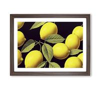 Selection Of Lemon Fruit Vol.1 Framed Print | A2 Walnut Framed Wall Art | Ready to Hang | Modern Food Picture | Living Room Bedroom Lounge Office