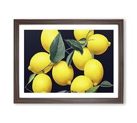 Selection Of Lemon Fruit Vol.4 H1022 Framed Print for Living Room Bedroom Home Office Décor, Wall Art Picture Ready to Hang, Walnut A4 Frame (34 x 25 cm)