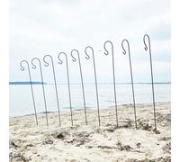 Selections 10 X Shepherds Crook Black Metal Garden Border Hooks (1.5M)