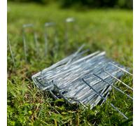 150mm Zinc Coated Stainless Steel Weed Fabric U-Shaped Multi Purpose Garden Fixing Pins Pegs (Pack of 100)