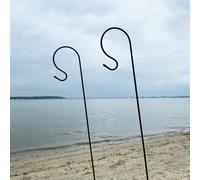 Selections 2 X Shepherds Crook Black Metal Garden Border Hooks (1.2M)