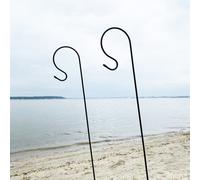 Selections 2 X Shepherds Crook Black Metal Garden Border Hooks (1.5M)