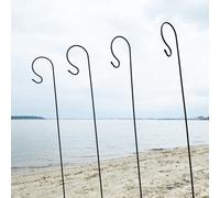 Selections 4 X Shepherds Crook Black Metal Garden Border Hooks (1.5M)
