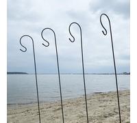 Selections 4 X Shepherds Crook Black Metal Garden Border Hooks (1M)