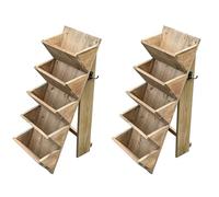 Selections 5 Tier Wooden Garden Flower & Herb Planter Stepped Vertical - Pack of 2