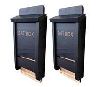Selections Black Wooden Bat Nesting Roosting Box House with Gooved Interior - Pack of 2