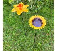 Selections Cast Iron Daffodil & Sunflower Bird Feeder Flower Dish Set