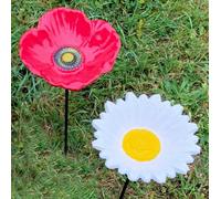 Selections Cast Iron Daisy & Poppy Bird Feeder Flower Dish Set