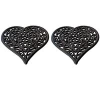 Selections Cast Iron Heart Shaped Trivet Hot Pot Pan Holder - Pack of 2