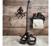 Cast Iron Octopus Wall Dispenser, Floor Loo Roll Holder & Wall Hook
