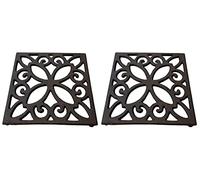 Selections Cast Iron Square Table Trivet Decorative Hot Pan Pot Holder - Pack of 2