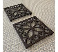 Cast Iron Square Table Trivet (Pack of 2)