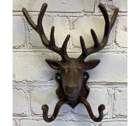 Selections Cast Iron Stag Head Wall Mounted Coat and Keys Hook Rack