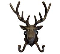 Cast Iron Stag Head Wall Mounted Coat Hook Rack