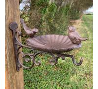 Selections Cast Iron Wall Mounted Bird Feeder Bath With Hanger And Ornamental Birds