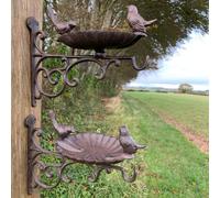 Venus Cast Iron Wall Mounted Bird Bath Feeder with Hanger (set of 2)