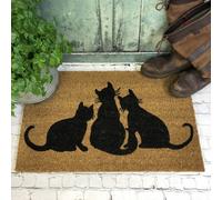 Selections Coir Indoor & Outdoor Doormat with Sitting Cats Design