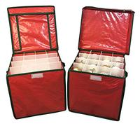 Selections Christmas Bauble Decorations Storage Box Bag with Adjustable Dividers 64 Compartments - Pack of 2
