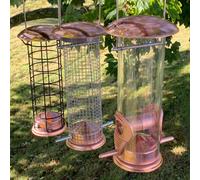 Copper Style Hanging Bird Feeders Seed, Nut and Fatball Set