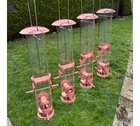 Copper Style Hanging Bird Seed Feeder with 4 Feeding Ports (Set of 4)