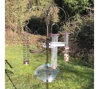 Selections Deluxe Complete Metal Bird Feeding Station With Large Copper Feeders, 2 Water Dishes, Stabilizer Stand And Squirrel Baffle