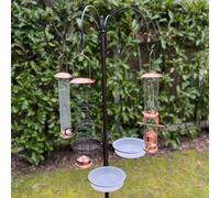 Deluxe Complete Metal Bird Feeding Station with Large Copper Style Feeders