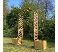 Selections Dorchester Wooden Arch With Planters And Ground Spikes
