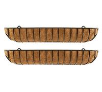 Selections Garden Black Metal Wall Basket Manger Trough Planters (120cm) - Pack of 2