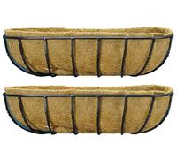 Selections Garden Black Metal Wall Basket Manger Trough Planters (75cm) - Pack of 2