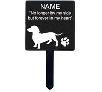 Selections Garden Dog & Cat Pet Memorial Plaque With Silhouette ADD Pet's Name & PERSONALISE It 13.5cm x 24.5cm. We Can Also Do Other Silhouettes, Birds, Rabbits, Hamster (My Short Haired Dachshund)