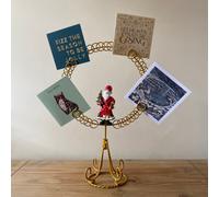 Selections Christmas Card Holder with Santa Themed Gold Circle