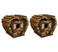 Selections Hanging Wooden Love Bird Nest Box Heart Shaped Birdhouse - Pack of 2