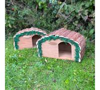 Selections Hedgehog House Wooden Hogitat With Bark Roof (Set Of 2)