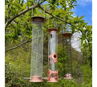 Large Copper Style Hanging Bird Feeders Seed, Nut and Fat ball