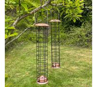 Large Copper Style Hanging Bird Suet Fat Ball Feeder (Set of 2)