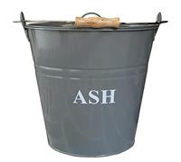 Selections Large Fireside Ash Bucket with Lid in French Grey, 32cm High, 12 Litre Capacity