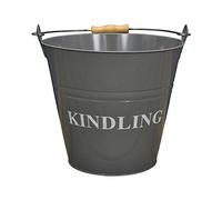 Selections Large Fireside Kindling Bucket in French Grey, 12 litre Capacity, 32cm high