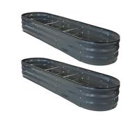 Selections Large Metal Oval Raised Vegetable Bed Garden Planter in Dark Grey - Pack of 2