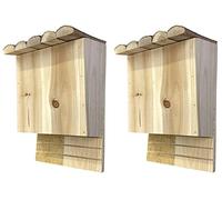 Selections Large Wooden Bat Nesting Roosting Boxes Single Chamber with Grooved Interior - Pack of 2