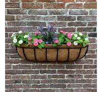 Selections Manor Garden Black Metal Wall Basket Manger Trough Planter (75Cm)