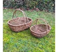 Selections Medium & Large Natural Willow Wicker Garden Trug Basket (Set Of 2)