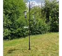 Metal Bird Feeding Station with 5 Feeders & Round Metal Patio Stand