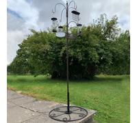 Complete Bird Feeding Station with 4 Feeders & Round Metal Patio Stand