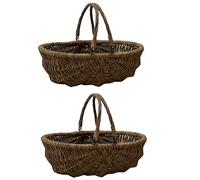 Selections Natural Willow Garden Trug Storage Harvesting Basket with Folding Handles - Pack of 2