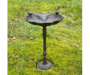 Selections Ornate Cast Iron Tall Wild Bird Bath Free Standing Bird Feeder With Ornamental Birds